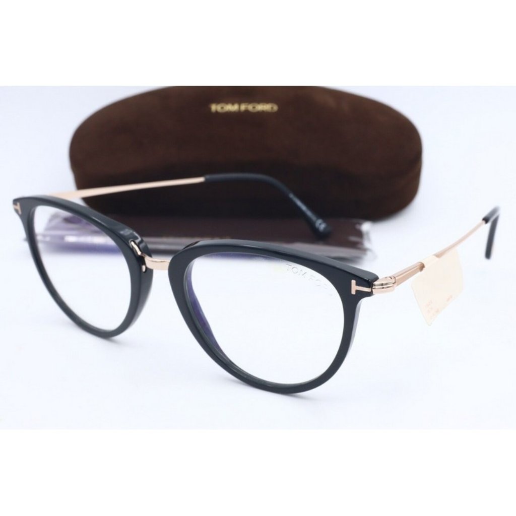 Authentic Tom Ford Tf 5640-B 001 Black Gold Cat Eye Eyeglasses Clear Lenses 51mm